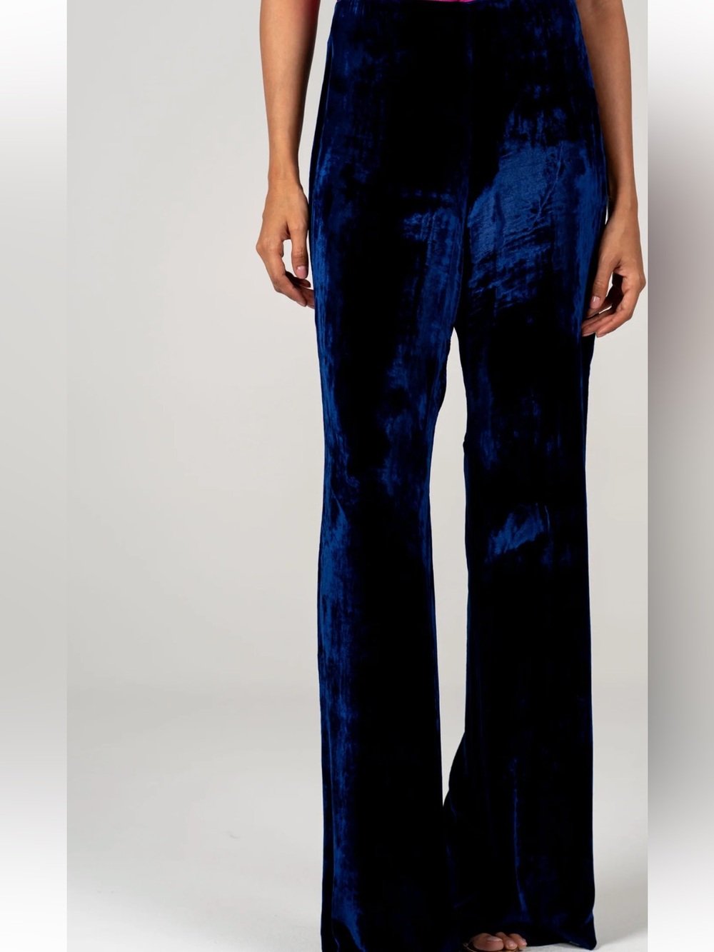 April Cornell Velvet Pants Navy Blue Straight Leg Pull On Size Small